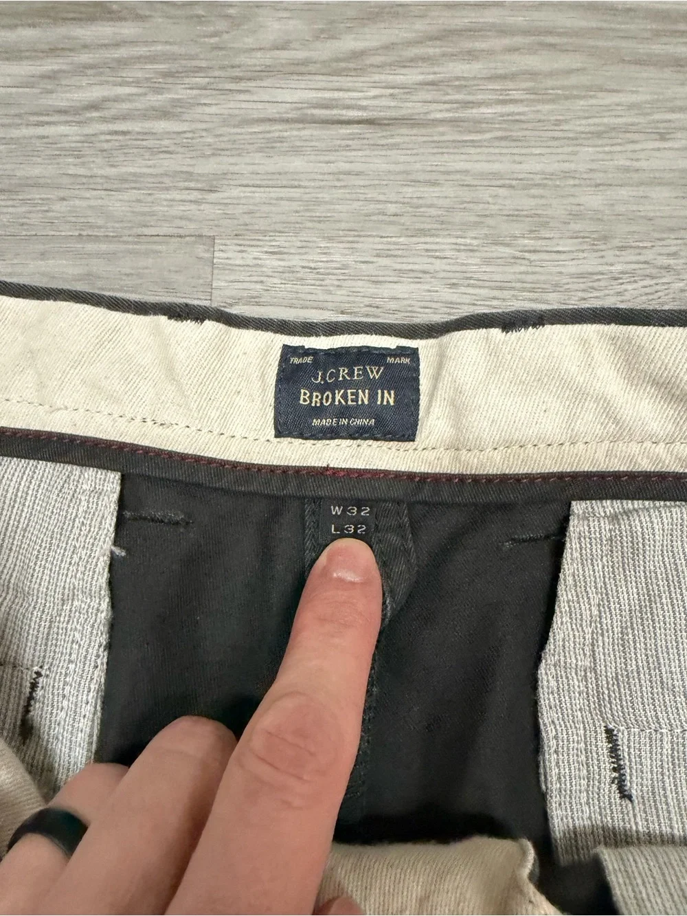 J. Crew faded Black grey Straight-Leg Chinos 770 broken in cotton